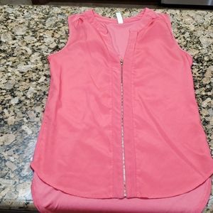 Pink zip front blouse